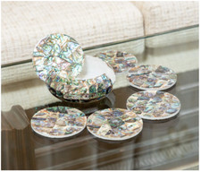 white marble Tea Coaster Set Unique Pattern I...