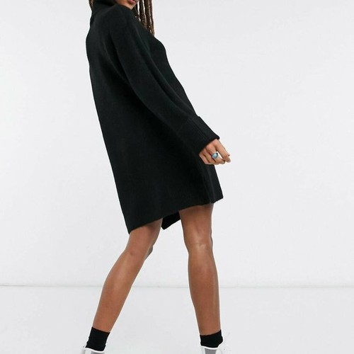 Topshop Strick Rollkragen Rollkragen Mini Pullover Kleid in Schwarz Gr. XS, S, M - Bild 2 von 8