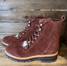 New Womens Marc Fisher LTD Izzie Brown Suede Shearling Ankle Boots Size 8 M
