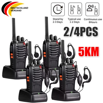 MARKENLOS 2x Baofeng Walkie Talkie BF-88E Sprechfunkgeräte 5KM Handfunkgerät Set 16Kanäle