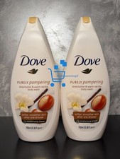 Image of 2 x750ml Dove Shea Butter & Warm Vanilla Body Wash Purely Pampering Softer Skin