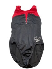 LAURIE HERNANDEZ Leotard GK ELITE gymnastics “LADY IN RED” Black Rhinestones AS