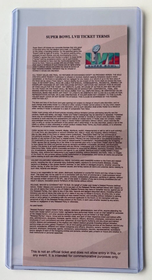 2023 SUPER BOWL LVII 57 Replica Ticket Stub EAGLES vs KANSAS CITY CHIEFS Sec 130 - Image 3 of 3