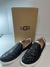 ugg womans black leather sneakers New With Box