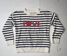 Preowned- Gap Kids Striped Pullover Graphic Sweater Girls Size S