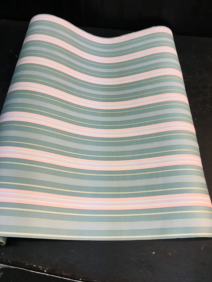 Vintage ROLL  1960s/1970s WALL Paper Pink  Teal Green  33ft  x 20in - Image 2 of 4