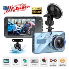 Screen Dash Cam 4" 1080P Dual Lens Car DVR Recorder Front and Rear Camera