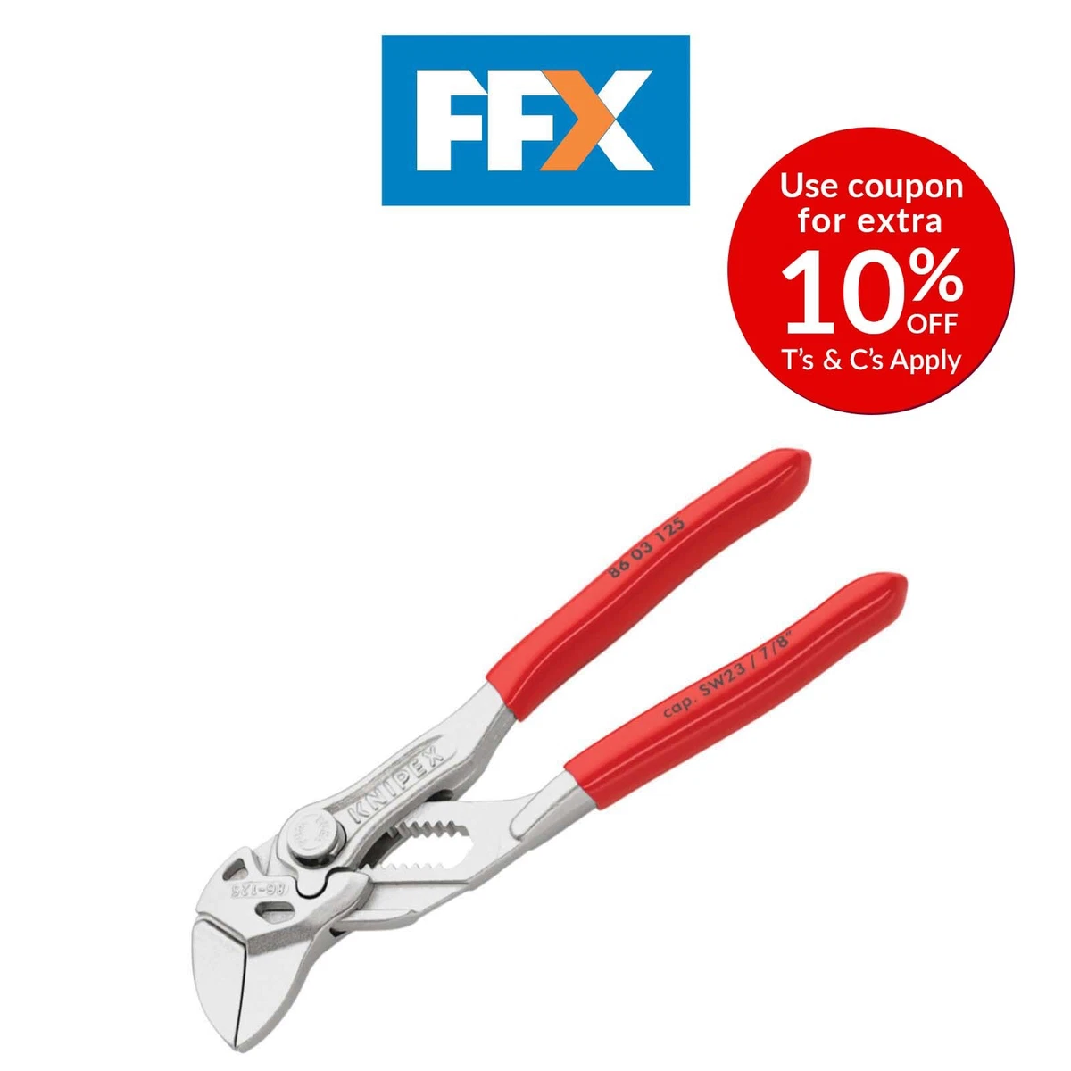 Knipex 86 03 125 SB Mini Pliers Wrench PVC Grips 125mm 23mm capacity