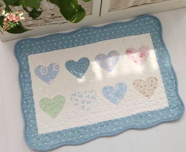 Handmade Quilted Blue hearts Baby Nappy Change/Bath/Bed/Floor mat Cath kidston