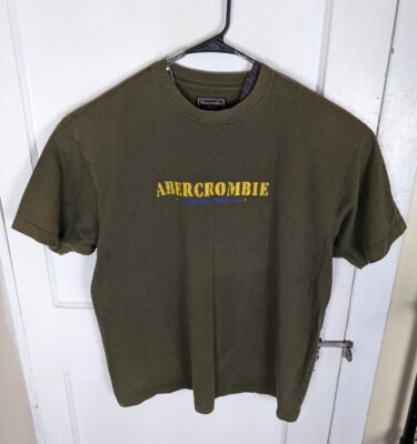 Vintage 90s Abercrombie Olive Drab Graphic Spellout Tshirt 2-Sided