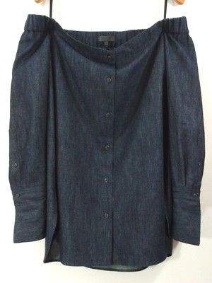 RAG & BONE Kacy Chambray Off-Shoulder Tunic Top Shirt Large