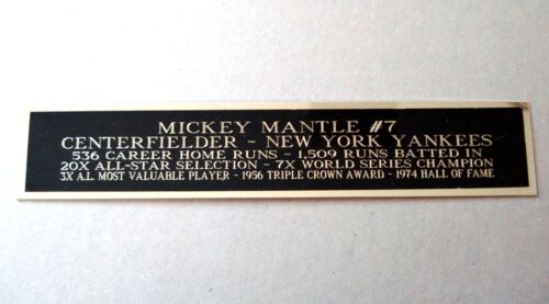 Mickey Mantle New York Yankees Nameplate For A Baseball Display Case 1.5" X 6"