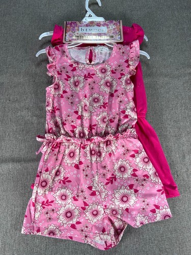 Btween Two Pack Rompers Girls 6X Pink Butterfly Floral Set of 2 NWT - Picture 7 of 15