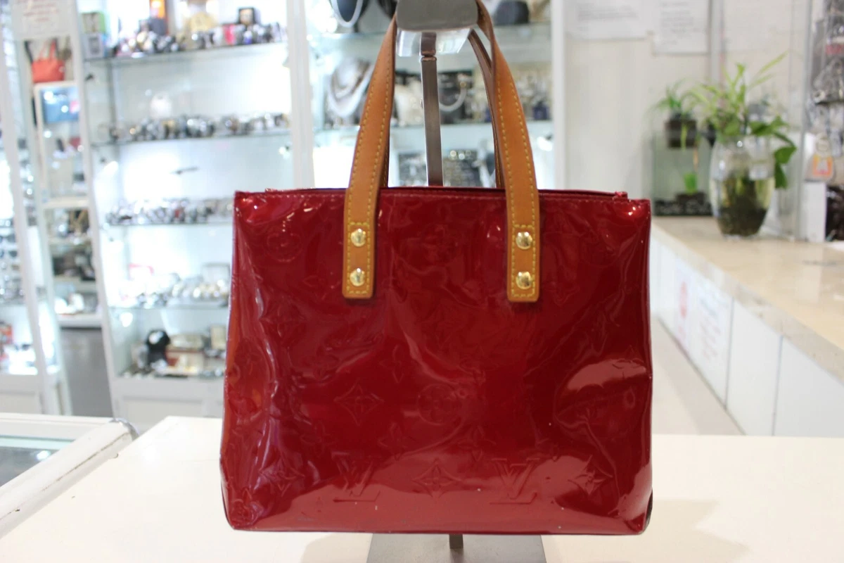 Louis Vuitton Bag Reade Monogram Vernis Pm Red Patent Leather Tote Small