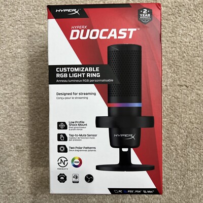 HyperX DuoCast RGB USB Kondensator Mikrofon für PC, PS5, PS4, Mac (Neu & Versiegelt)