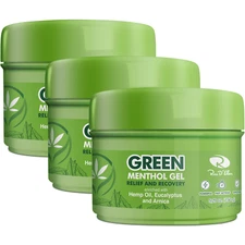 3-Pack Green Pain Relief and Recovery Menthol Gel Eucalyptus Arnica