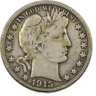 1915-S San Francisco Fine FN F+ Barber Liberty Silver Half Dollar 50C