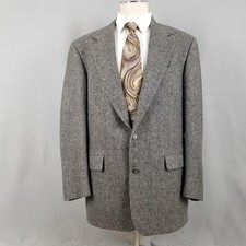 Brooks Brothers Blazer Mens 43L Gray Check Wool Tweed Sport Coat Jacket USA