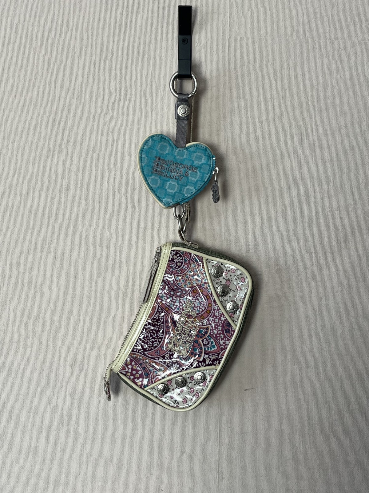 George Gina & Lucy Mini Wallet Coin Purse Keychain Paisley Y2K Bag Charm