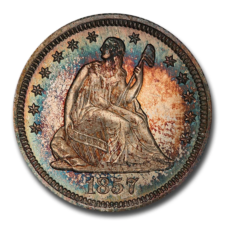 1857 Liberty Seated Quarter MS-66+ PCGS CAC - Image 2 of 3