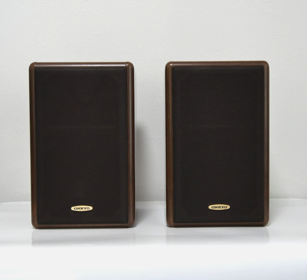 ONKYO D-202A Bookshelf Speakers Pair set Brown used Tested -Good