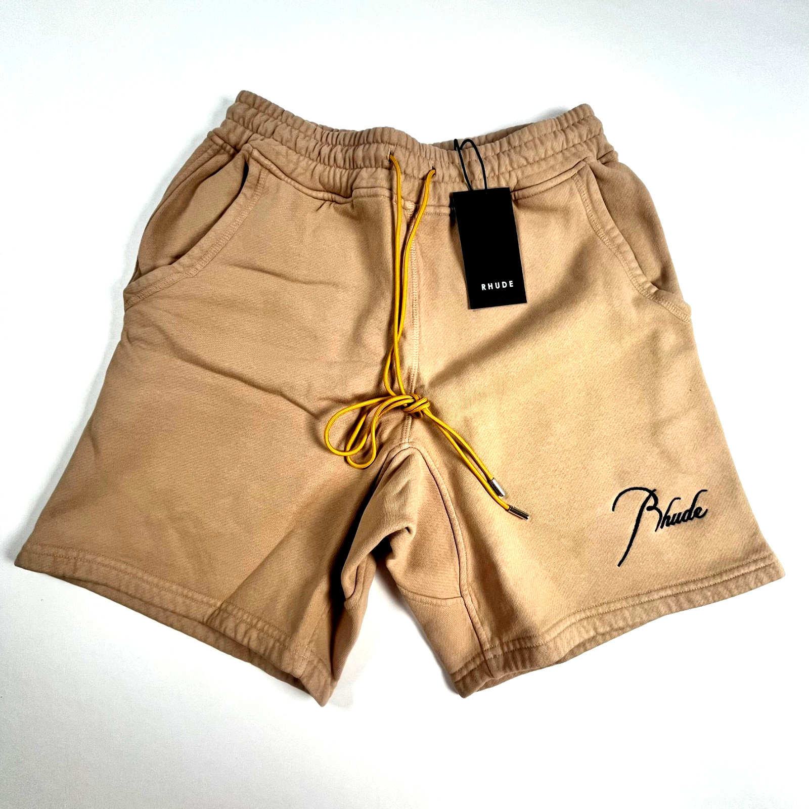 Rhude Logo Sweat Short Size Small Sand Embroidered Accent NWT