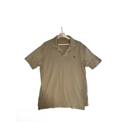 Polo Ralph Lauren Shirt Men Sz L Tan Brown Collared Polo Holiday Gift Christmas