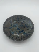 Art Pottery Bowl Dish Signed D ‘99 Beautiful Earth Tone And Blue Glazing 10”