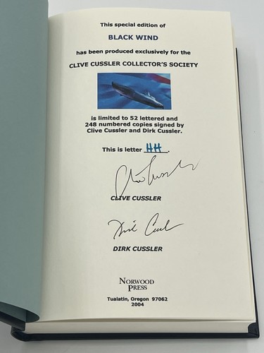 Clive Cussler - Dirk Cussler BLACK WIND 1st, Lettered Ed. SIGNED 2X - Picture 4 of 5