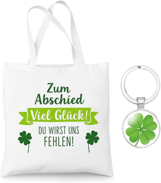 Abschiedsgeschenk Set Mit Stoffbeutel SchlüSselanhäNger Kleeblatt FüR Kollegen-image