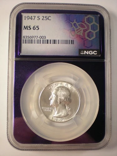 1947-S Washington Quarter MS-65 NGC Purple TraderBea Holder