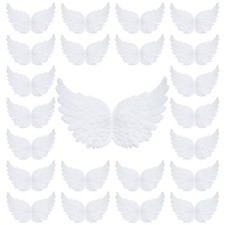 Rbenxia 24 Pieces Plastic Angel Wings for Crafts Mini 3D 3.1 x 2 Inch, White