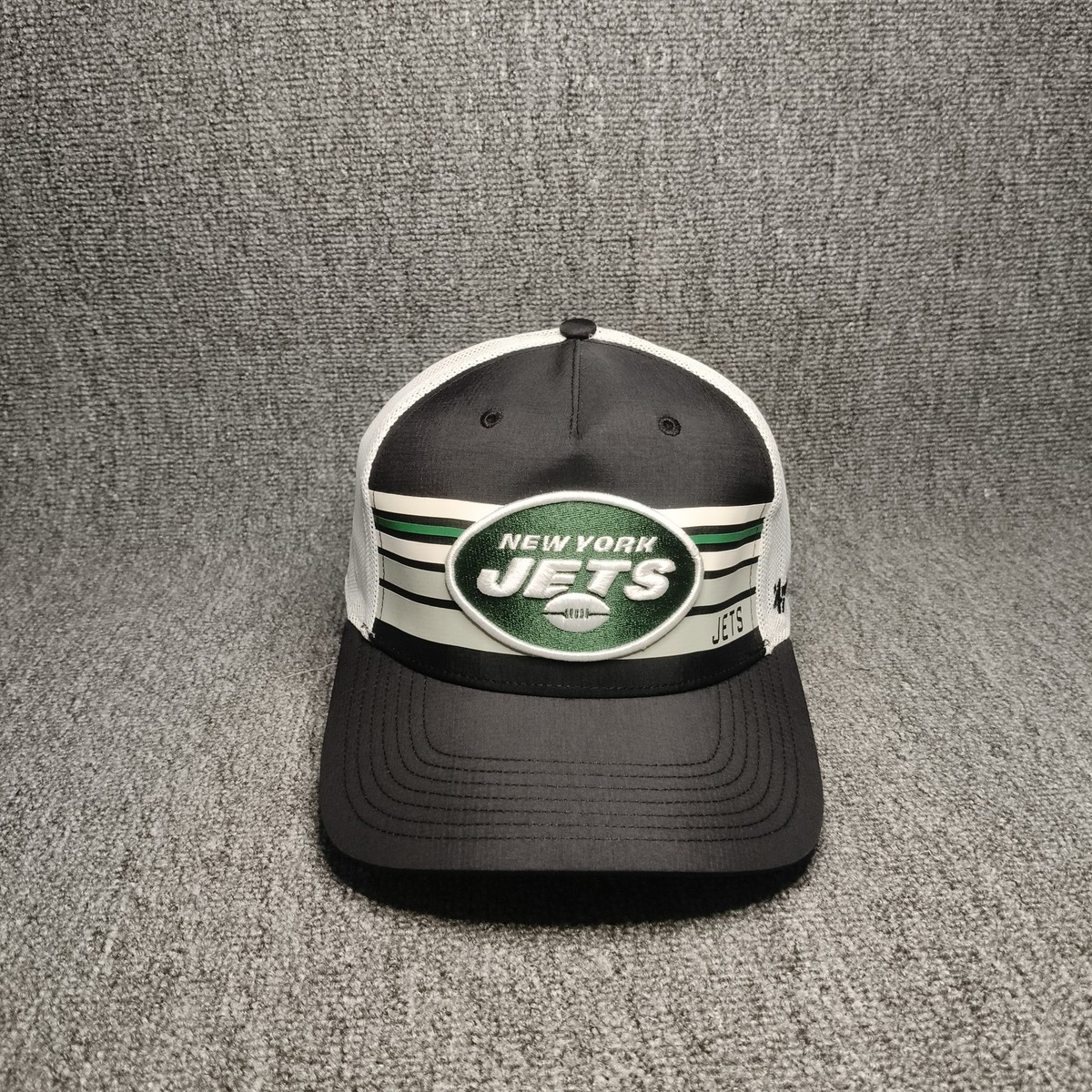 New York Jets 47 Brand NFL Trucker Hat Cap Black White Adjustable Strapback