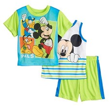 Disney Boy's Mickey, Pluto and Donald 3-Piece Pajama Shorts Set, Size 4T