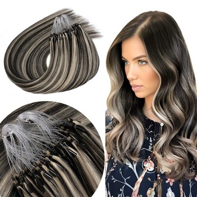 Senmy Micro Bead Hair Extensions Human Hair 1g/Strand #1b/613 Natural Black Blon
