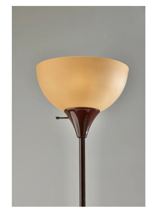 Lámpara de pie Mainstays 72"" marrón combo con lámpara de lectura, diseño moderno Foto 3 de 4