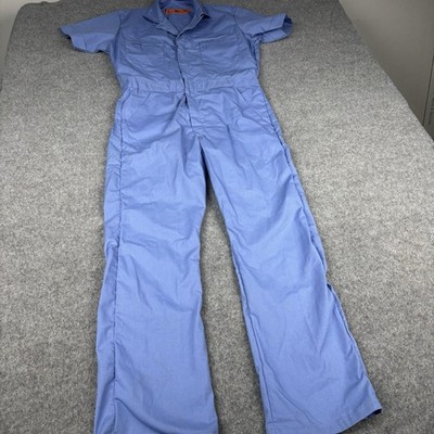 Red Kap Coveralls Mens Medium Regular Blue Short Sleeve Work Utility Mechanic