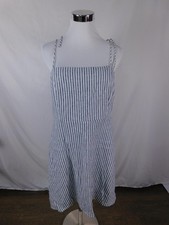 Old Navy Dress Womens Large Blue White Stripe Square Neck Sundress Tie Strap