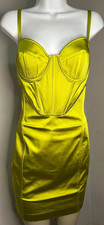 Marciano by Guess Green Satin Mini Bodycon Dress Sweetheart Zip, Women's 10
