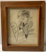 ANTIQUE PENCIL DRAWING MALE CARICATURE FIGURE BEER IS BEST 1930’S CARTOON SKETCH