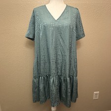 A New Day Teal Drop Waist Dress with a Ruffle Hem, Size Medium NWT