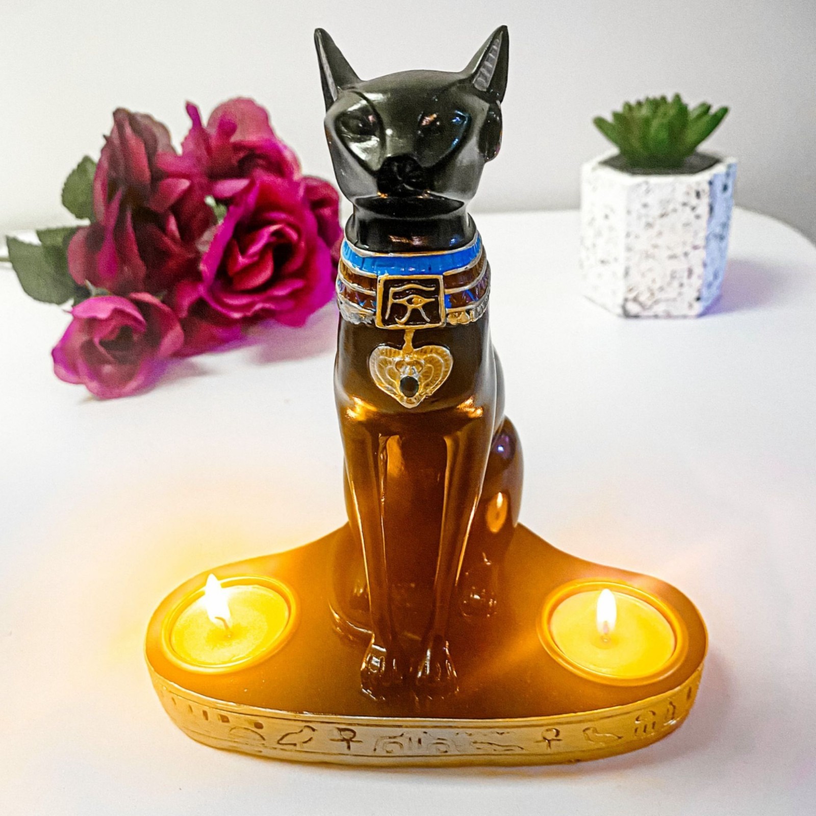 7.5" Black Bastet Goddess Luxury Pharaoh Decor