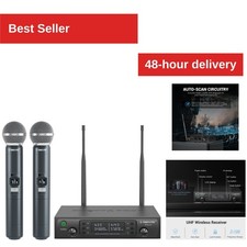 Phenyx Pro PTU-71-2H Dual UHF Wireless Microphone System, 328ft Range