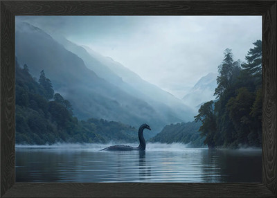 Loch Ness Monster im See Gerahmtes Wandbild Poster Leinwanddruck Bild