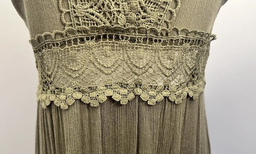 Altar’d State Tiered Maxi Dress Lace Details Crinkle V-Neck Sz Small Boho-Chic - Picture 3 of 14