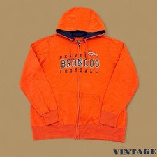 Vintage NFL Denver Broncos Zip Up Hoodie Orange XXL