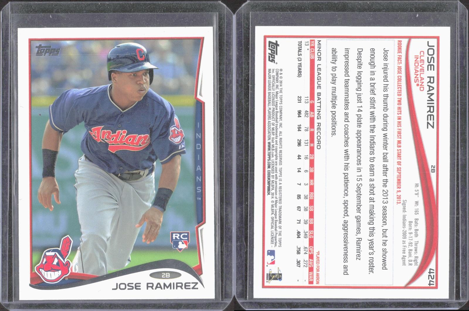 2014 Topps #424 Jose Ramirez RC