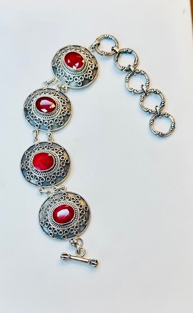 Stauer Sterling Silver Ruby Bracelet 8" Wearable … - image 1