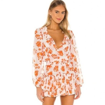MISA LOS ANGELES Lorena Mini Dress White/Orange