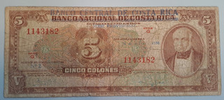 Costa Rica 5 colones 1950 sovrastampa su Banco Nacional vedi altre vendite